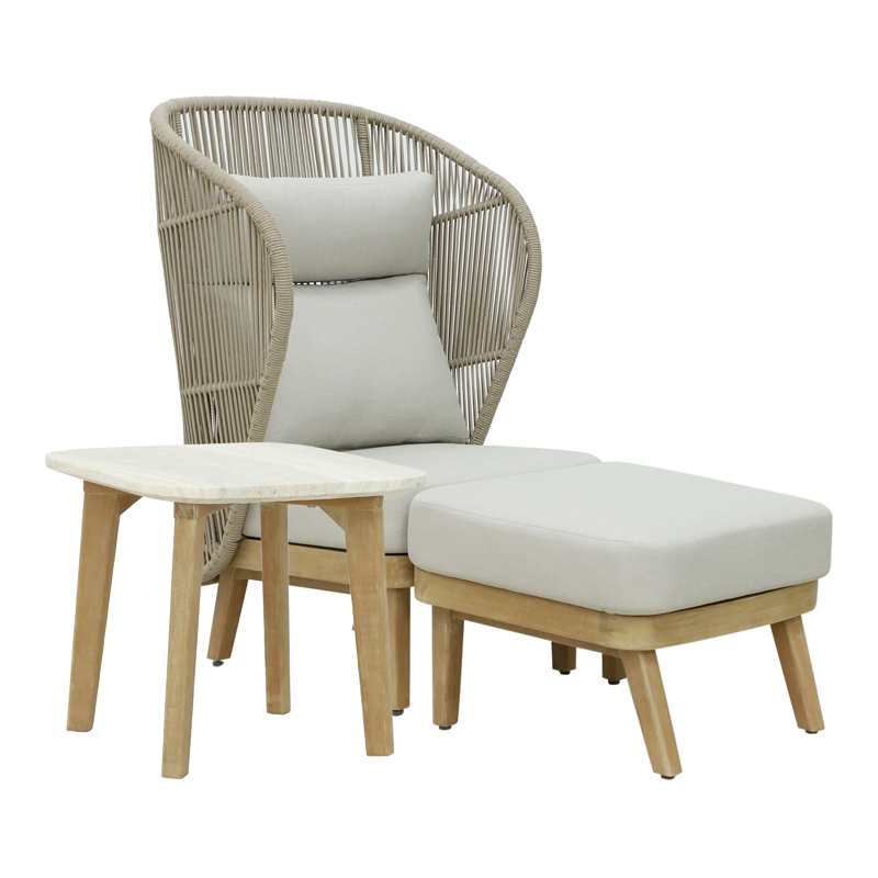 Nicholas pakoworld 3pc living room set solid eucalyptus wood-beige fabric