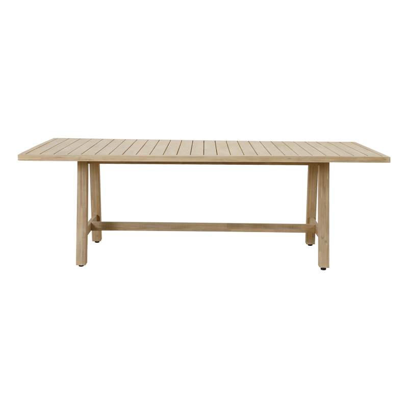 Dining table Poza-Malibu pakoworld 7pcs solid acacia wood-beige fabric