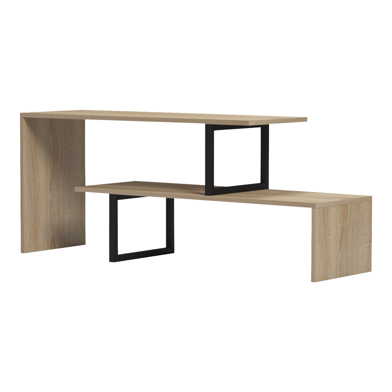 Tv stand Lilant pakoworld melamine board in sonoma color and black metal leg 160x30x45cm