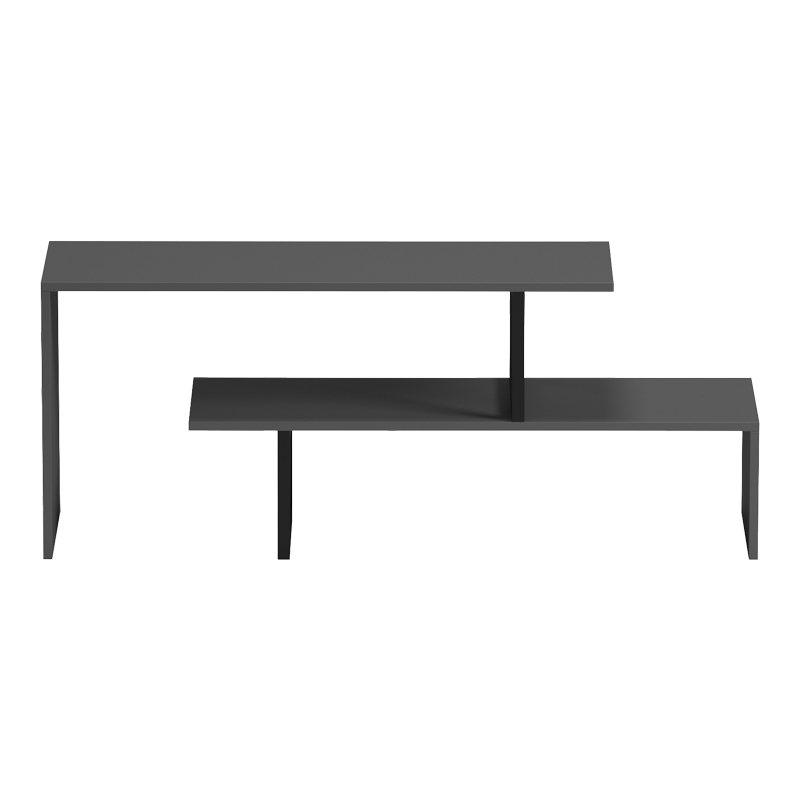 Tv stand Lilant pakoworld melamine in grey color and black metal leg 160x30x45cm