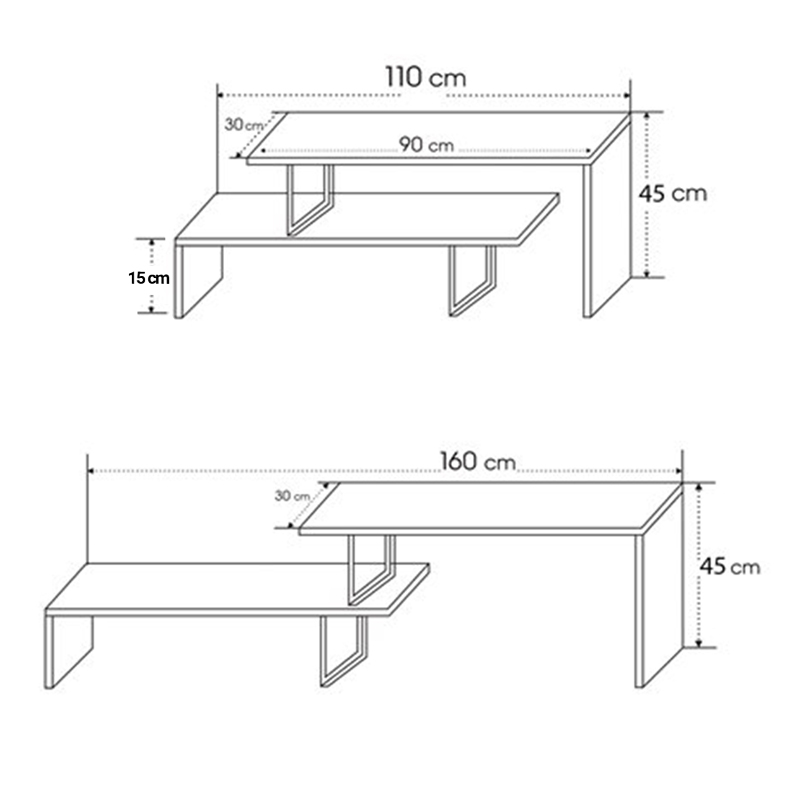 Tv stand Lilant pakoworld melamine in grey color and black metal leg 160x30x45cm