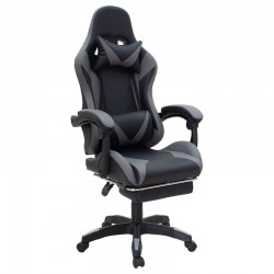 Office Gaming chair with footrest Moza pakoworld PU black-grey