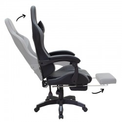 Office Gaming chair with footrest Moza pakoworld PU black-grey