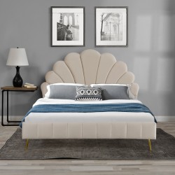 Double bed Felas pakoworld velvet beige 160x200cm