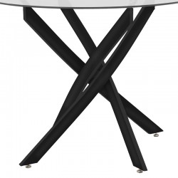 Dining table Greta pakoworld in black colour with glass 8mm tempered D100x75cm