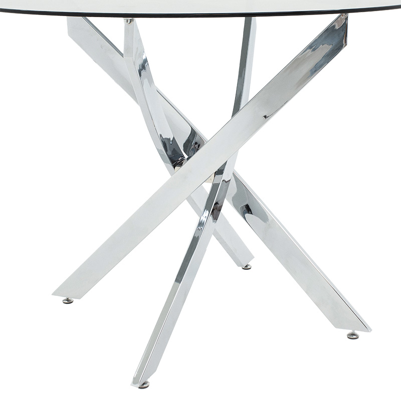 Dining table Greta pakoworld in chrome colour with smoke glass 8mm tempered D100x75cm