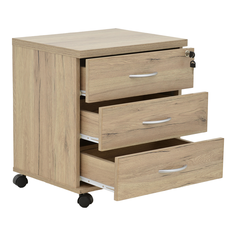 Office chest of drawers on casters Anze pakoworld natural melamine 48x38x53cm