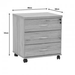 Office chest of drawers on casters Anze pakoworld natural melamine 48x38x53cm