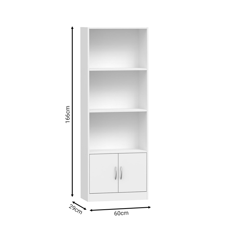 Bookcase Negan pakoworld white melamine 60x29x166cm