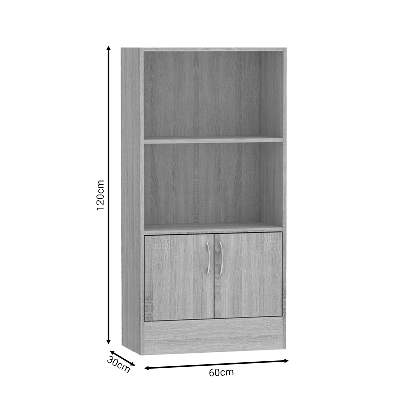 Bookcase Negan pakoworld sonoma melamine 60x30x120cm
