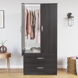Wardrobe Zelia pakoworld with 2 doors and drawers in wenge color 79x42x180cm