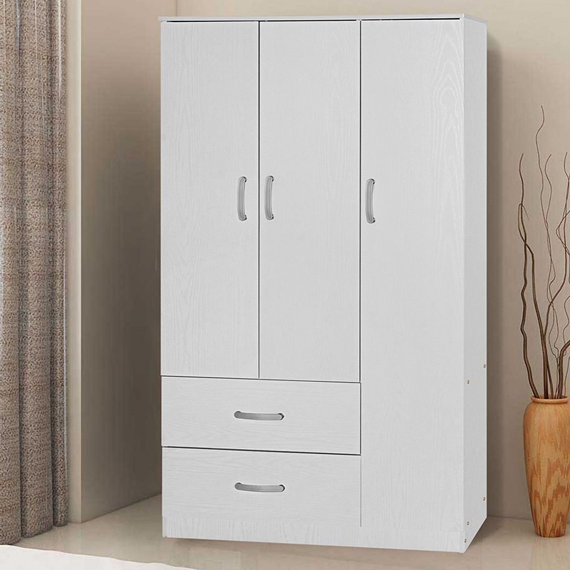 Wardrobe Zelia pakoworld with 2 doors and drawers in white color 90x42x180cm