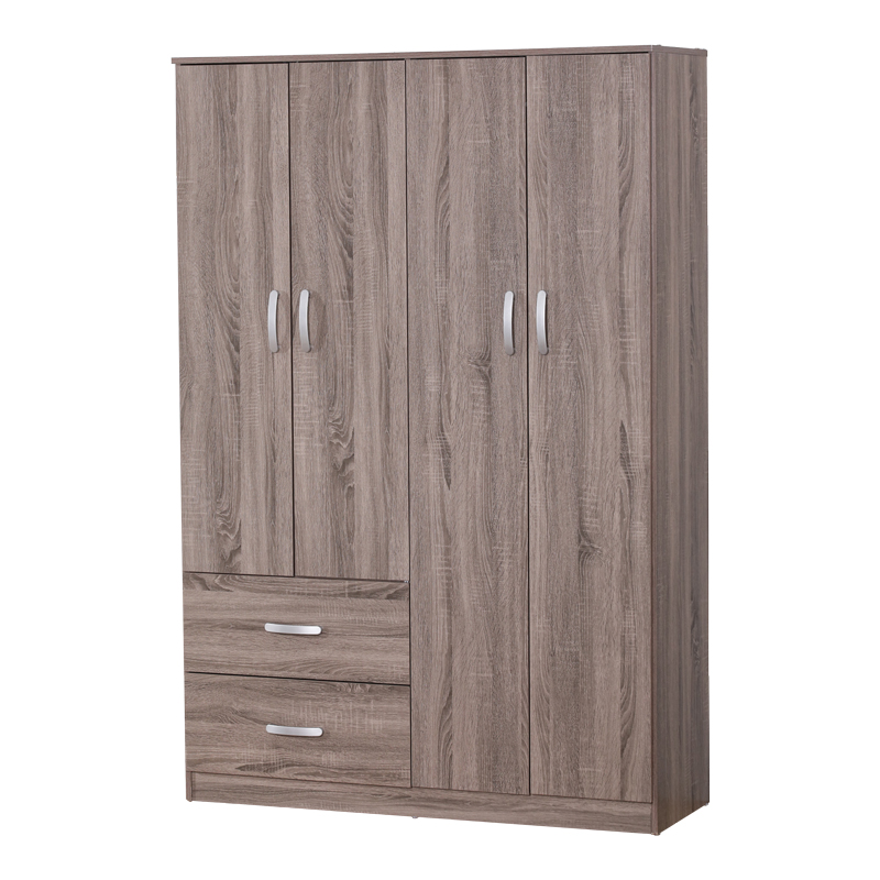 Zelia pakoworld four-leaf wardrobe with 2 drawers in sonoma-oak shade 120x42x180cm