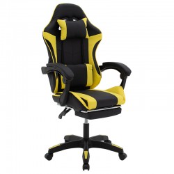 Runner gaming office chair pakoworld PVC black-fabric yellow