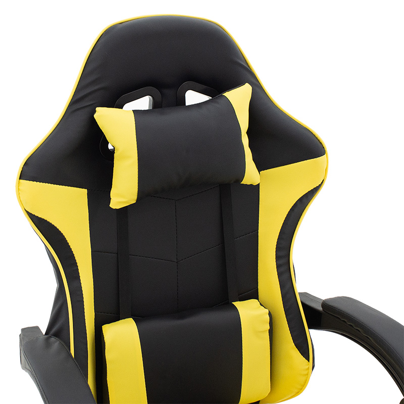 Runner gaming office chair pakoworld PVC black-fabric yellow