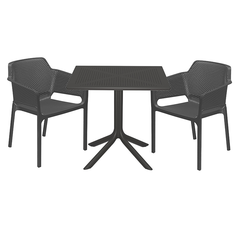 Dining room Groovy-Integral pakoworld set of 3 PP charcoal 80x80x74.5cm