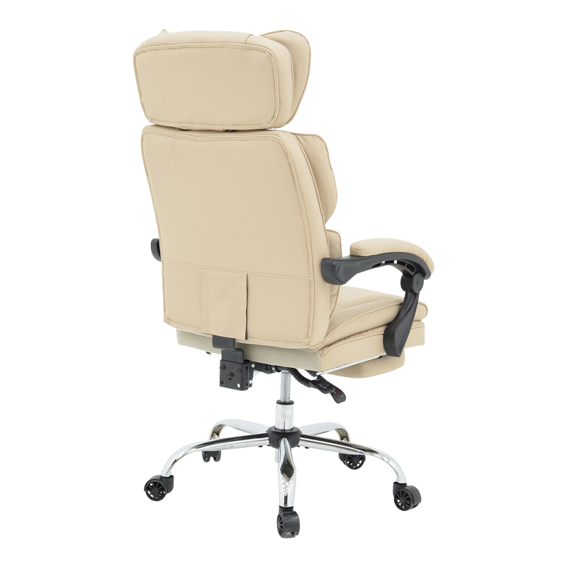 Director's office chair with footrest Zance pakoworld beige pu-chrome metal leg 70x66x112-120cm