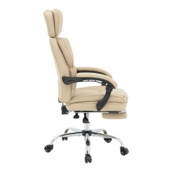 Director's office chair with footrest Zance pakoworld beige pu-chrome metal leg 70x66x112-120cm