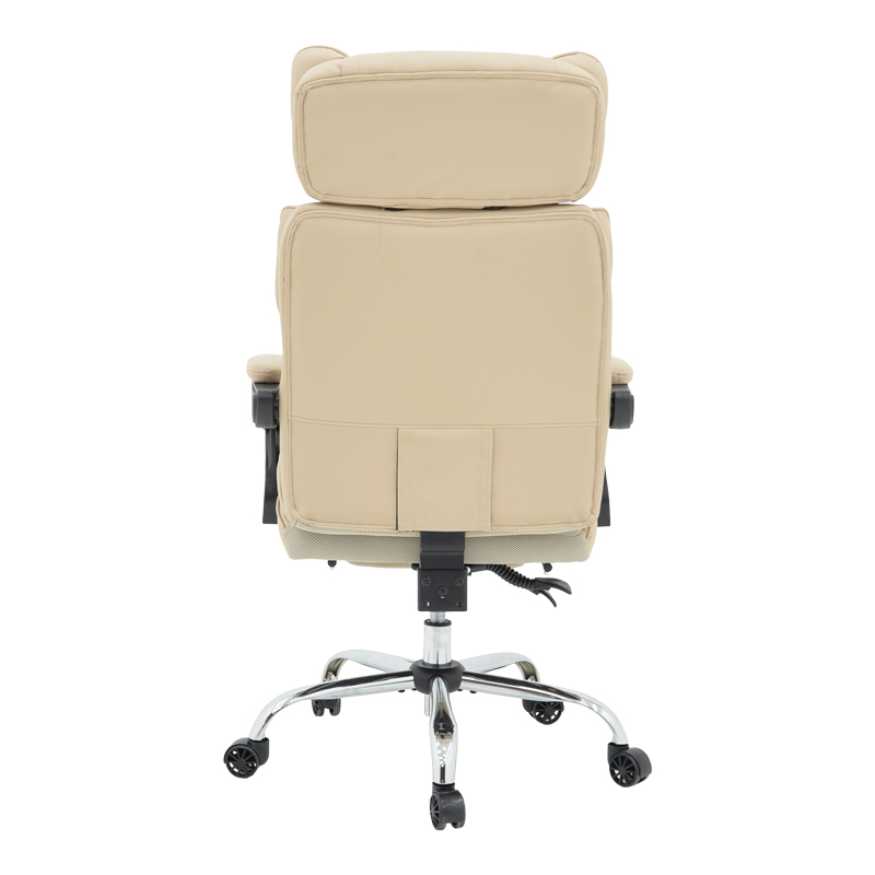 Director's office chair with footrest Zance pakoworld beige pu-chrome metal leg 70x66x112-120cm