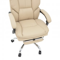 Director's office chair with footrest Zance pakoworld beige pu-chrome metal leg 70x66x112-120cm