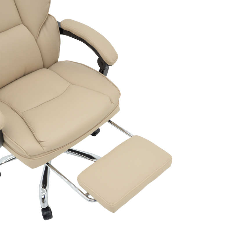 Director's office chair with footrest Zance pakoworld beige pu-chrome metal leg 70x66x112-120cm