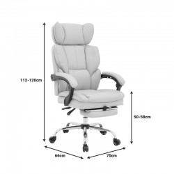 Director's office chair with footrest Zance pakoworld beige pu-chrome metal leg 70x66x112-120cm