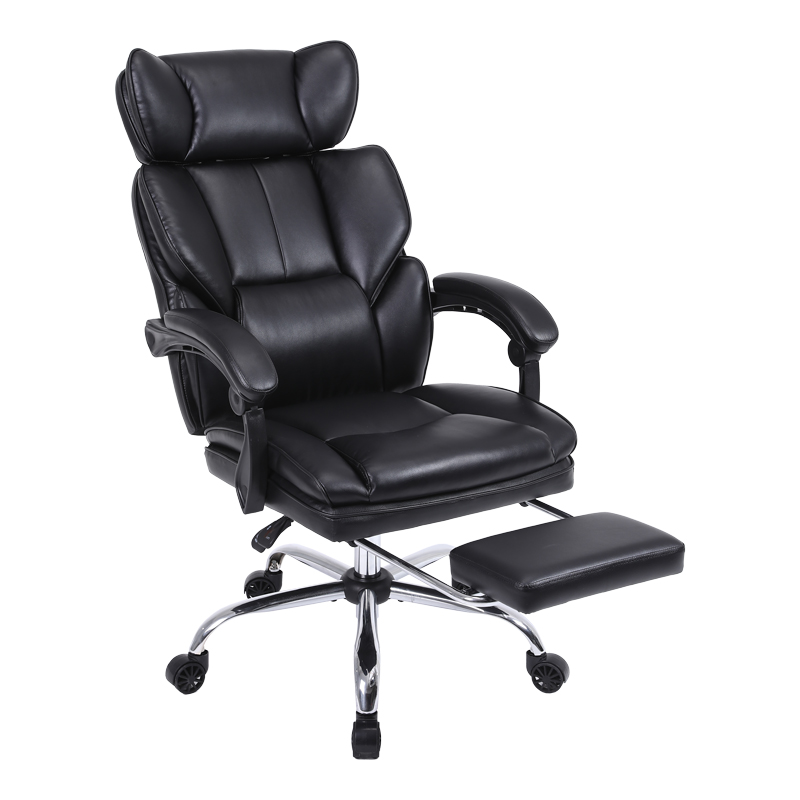 Manager's office chair with footrest Zance pakoworld black pu-chrome metal leg 70x66x112-120cm