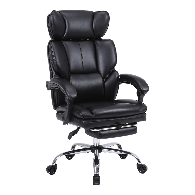 Manager's office chair with footrest Zance pakoworld black pu-chrome metal leg 70x66x112-120cm