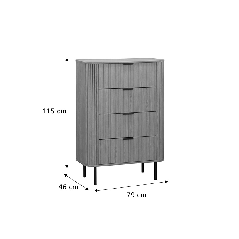 Chest of 4 drawers Scandi pakoworld  in natural color 79x46x115cm