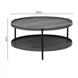 Coffee table Portogie pakoworld mdf walnut - metal black D80x40cm