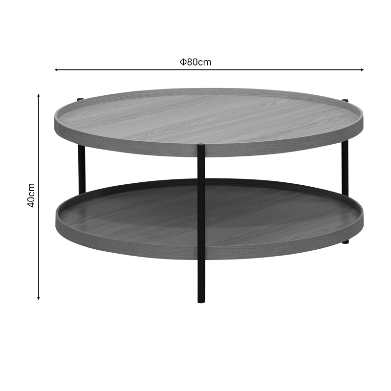 Coffee table Portogie pakoworld mdf natural - metal black D80x40cm