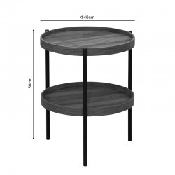 Side table Portogie pakoworld mdf walnut - metal black D40x50cm