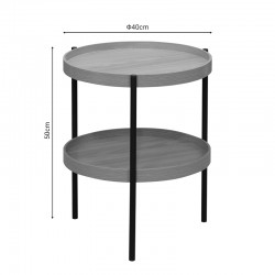 Side table Portogie pakoworld mdf natural- metal black D40x50cm