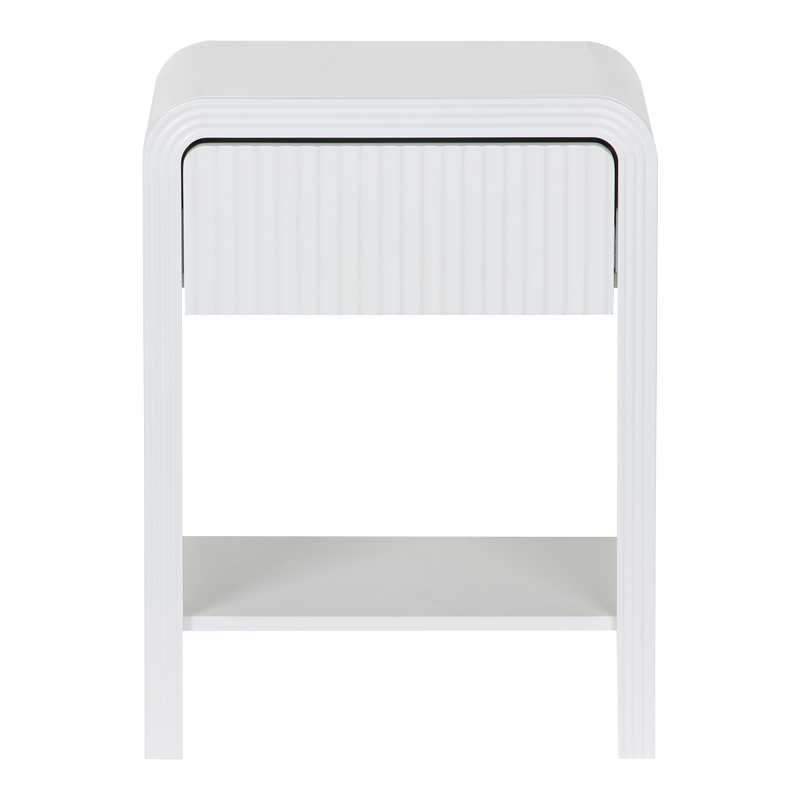 Nightstand Zeplen pakoworld MDF in white color 40x30x53cm