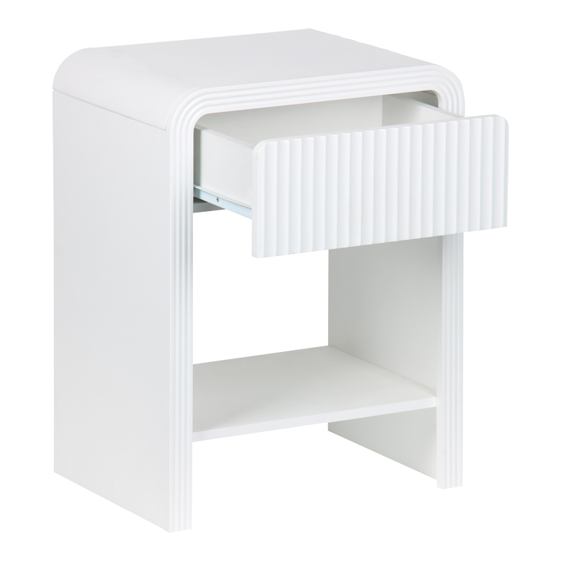 Nightstand Zeplen pakoworld MDF in white color 40x30x53cm