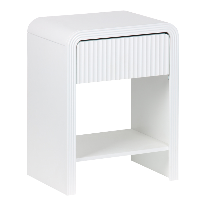 Nightstand Zeplen pakoworld MDF in white color 40x30x53cm