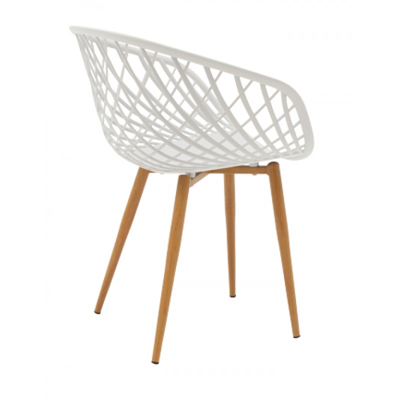 Chair Ezra pakoworld white pp-natural metal leg 62x42x82cm