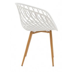 Chair Ezra pakoworld white pp-natural metal leg 62x42x82cm