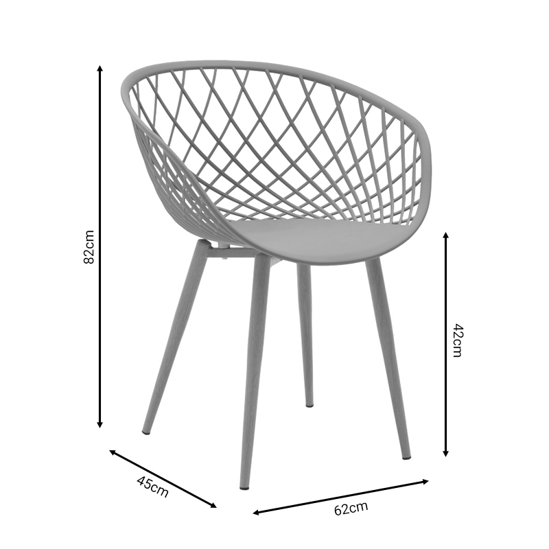 Chair Ezra pakoworld cappuccino pp-natural metal leg 62x42x82cm