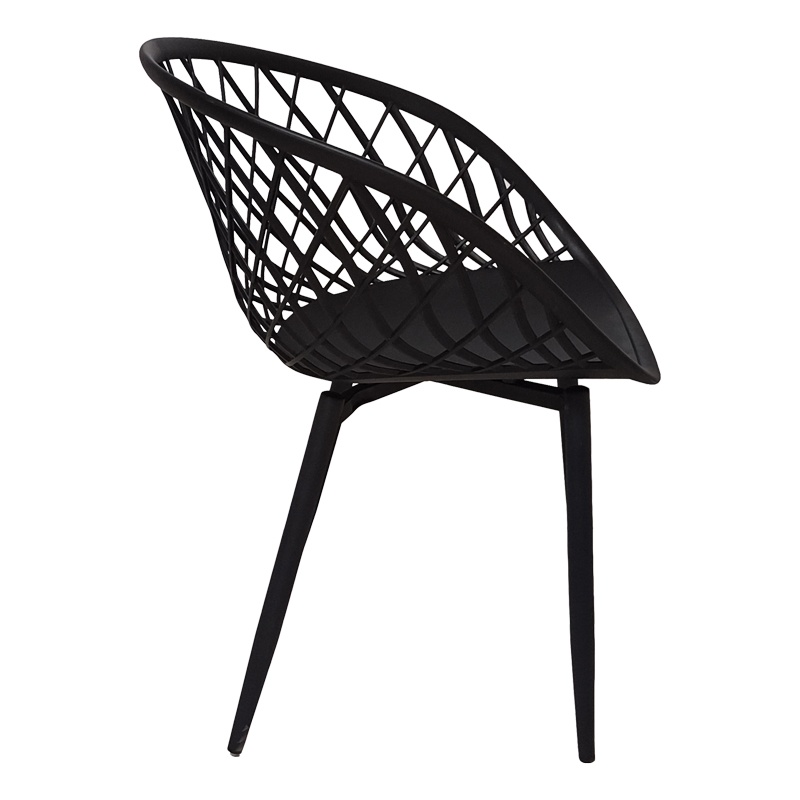 Chair Ezra pakoworld black pp-black metal leg 62x42x82cm