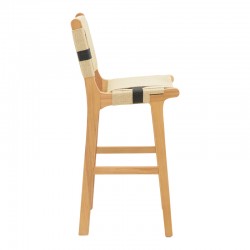 Bar stool Julien pakoworld natural rubberwood-natural-black rope 45x46x95cm