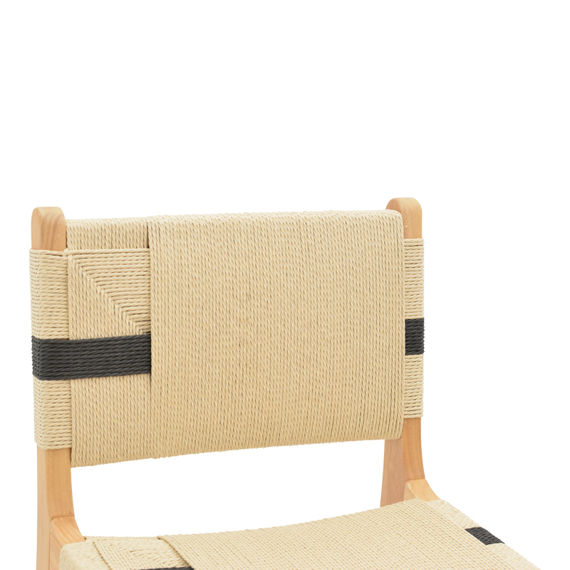 Bar stool Julien pakoworld natural rubberwood-natural-black rope 45x46x95cm