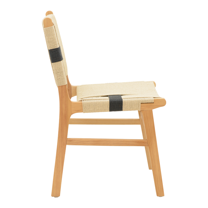 Καρέκλα Julien pakoworld rubberwood και επένδυση με σχοινί σε φυσικό-μαύρο χρώμα 61x54x85εκ