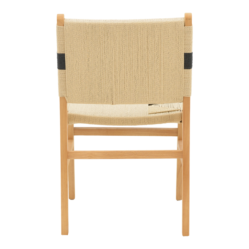 Καρέκλα Julien pakoworld rubberwood και επένδυση με σχοινί σε φυσικό-μαύρο χρώμα 61x54x85εκ