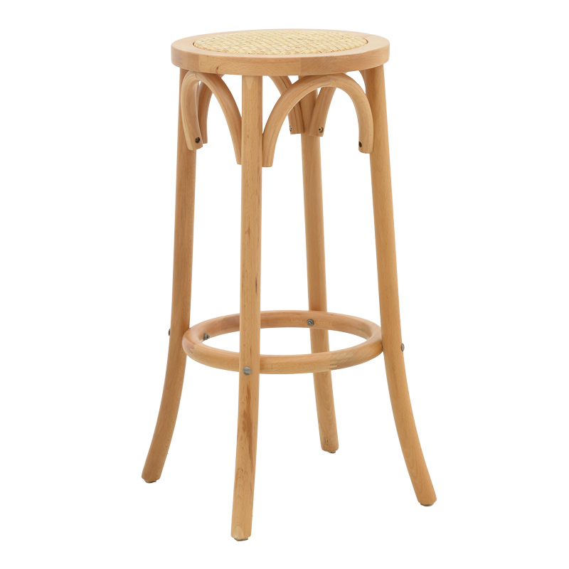 Bar stool Serzo pakoworld beech wood and rattan in natural color Φ36x71cm