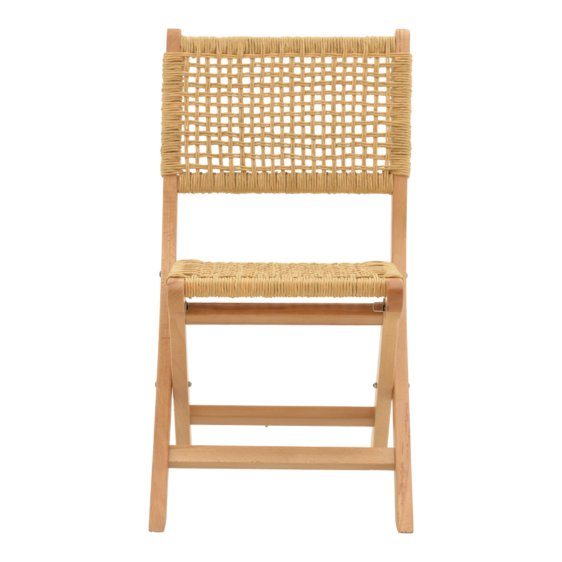 Folding chair Xianju pakoworld beech wood and rope in natural shade 47x58x85cm