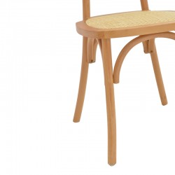 Καρέκλα Zoel pakoworld ξύλο οξιάς και rattan σε φυσική απόχρωση 45x52x82εκ