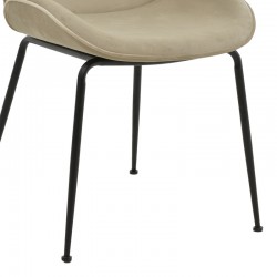 Καρέκλα Adelaide pakoworld μπεζ βελούδο-πόδι μέταλλο μαύρο 47x64x88εκ