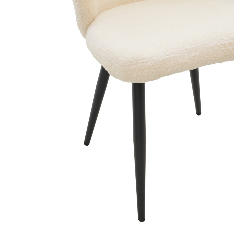 Καρέκλα Mattia pakoworld εκρού μπουκλέ ύφασμα-πόδι μαύρο μέταλλο 55x53x80εκ