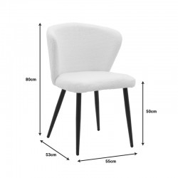 Καρέκλα Mattia pakoworld εκρού μπουκλέ ύφασμα-πόδι μαύρο μέταλλο 55x53x80εκ